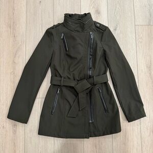 MICHAEL KORS - Women's Green Asymmetric Belted Jacket - Size XS